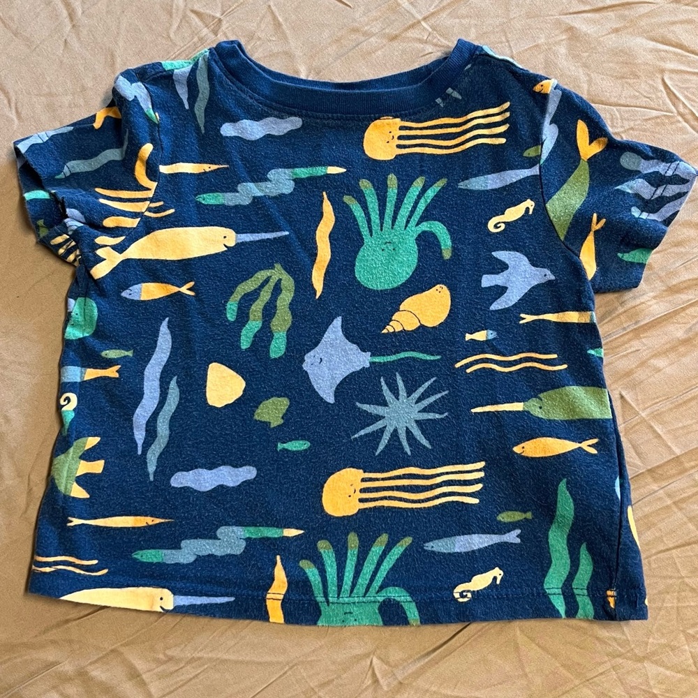 Old Navy Kids Sea Life T-Shirt - Navy, Yellow, Green